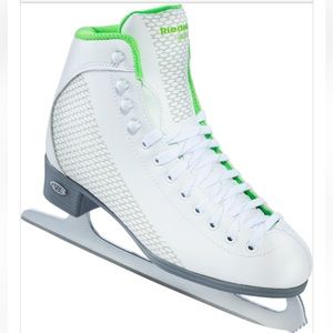 Riedell Sparkle Figure Skates 113 White & Lime Women’s Size 7 Ice skates *New*
